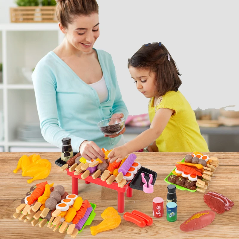 Juguetes de cocina para vestir para bebé, juego de barbacoa para niños, utensilios de cocina para barbacoa simulada, comida simulada, Cosplay, juguetes educativos de regalo