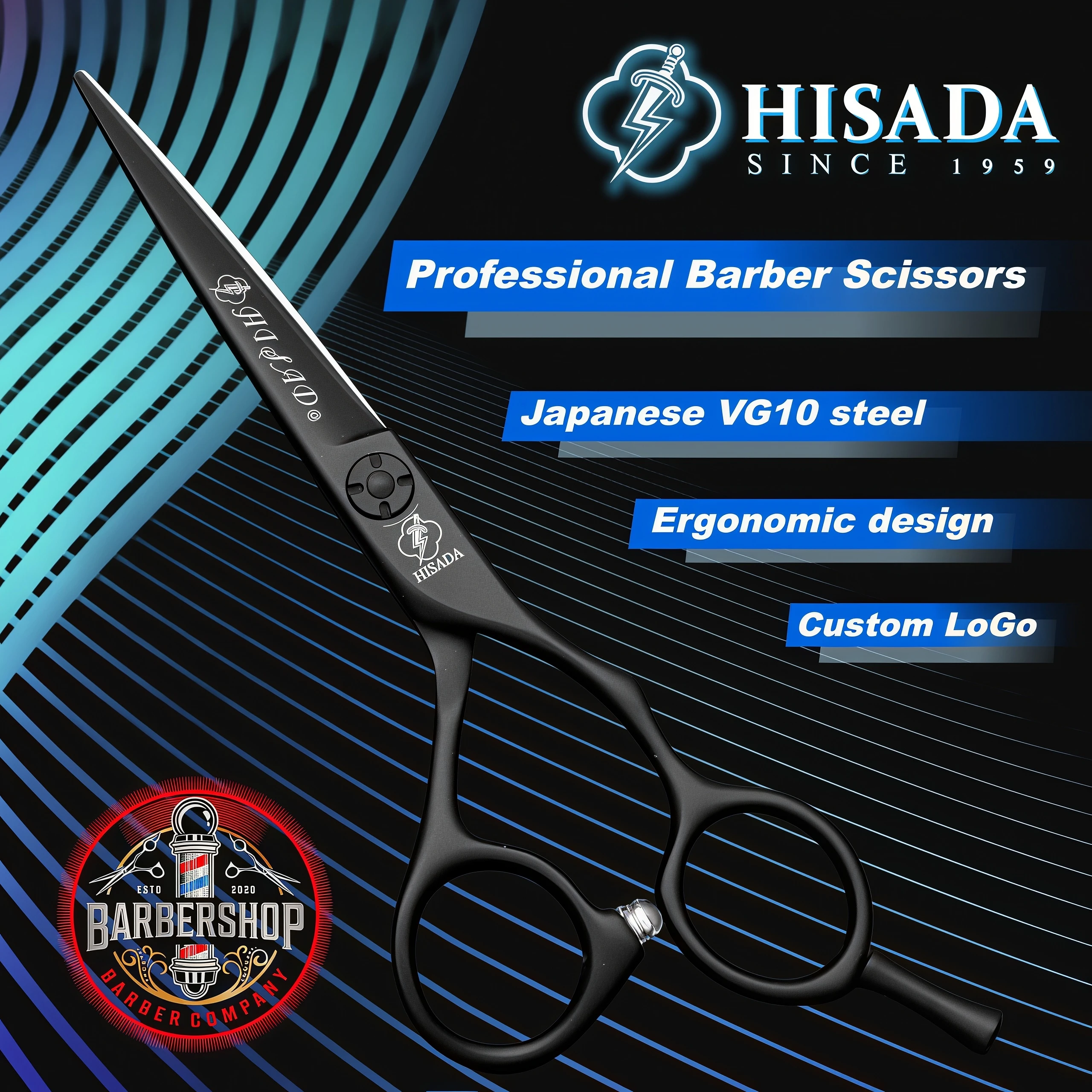 Tijeras de peluquería HISADA 5,5 VG10 tijeras de pelo avanzadas de acero herramientas profesionales de corte de pelo tijeras de corte de pelo de alta gama