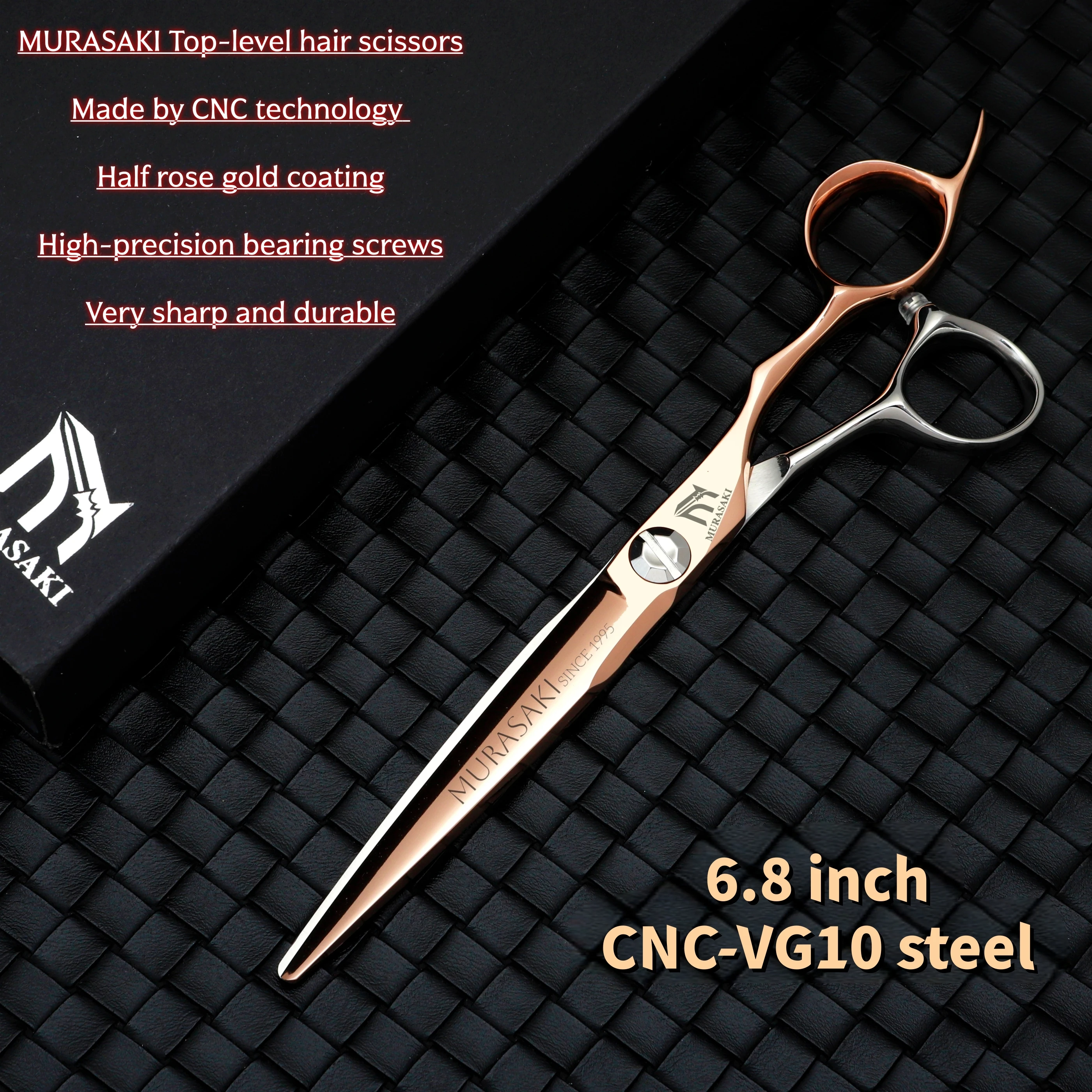 Tijeras de peluquería de acero cobalto VG10 de alta calidad, tijeras para cortar el cabello de 5.7-6.3-6.8 pulgadas, accesorio de barbería con revestimiento de oro rosa