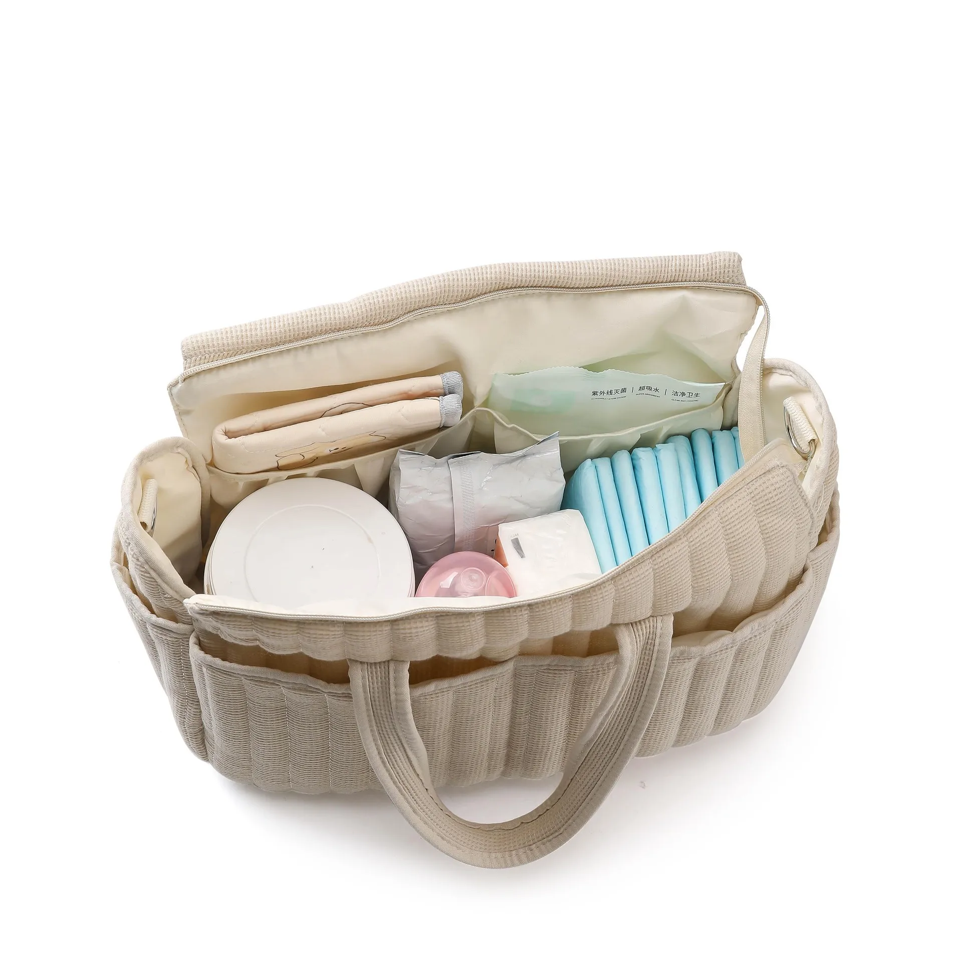 Bolsa de pañales sólida, mochila de pañales multifuncional impermeable a la moda, bolsa de cambio de enfermería para bebé, bolsa grande y elegante