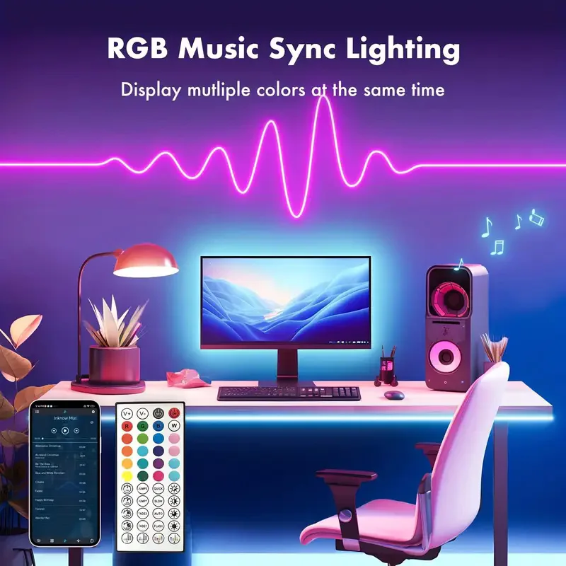 Luces LED de neón RGB DC24V, cambio de Color, sincronización de música, Control por aplicación, 10M, 20M, 30M, lámpara Flexible impermeable para decoración del hogar