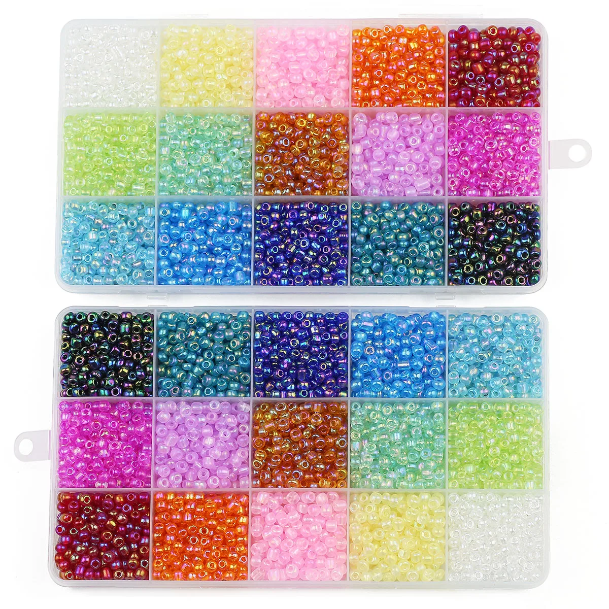 Cuentas de vidrio deslumbrantes de 15 colores, cuentas de semillas de 2/3/4mm, espaciador de múltiples tamaños, cuentas de arroz sueltas para joyería, pulsera, collar, pendientes DIY
