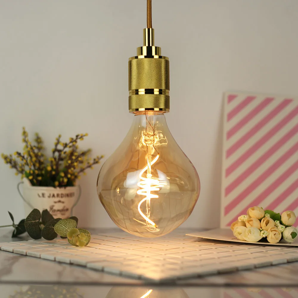 TIANFAN-bombilla Led Edison de forma especial Alien G125, 4W, regulable, 220-240V, E27, decorativa, ámbar, súper cálida