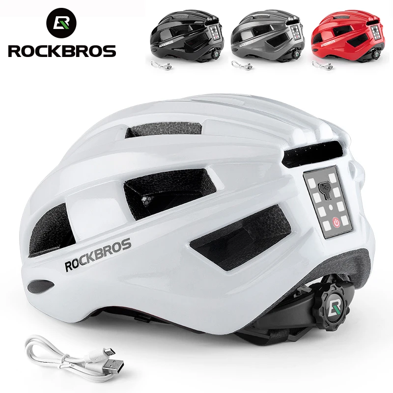 Casco de Ciclismo ROCKBROS con Luz Trasera de Advertencia Tipo-C para MTB y Carretera, Casco de Bicicleta de Seguridad con Moldeo Integral de EPS y PC
