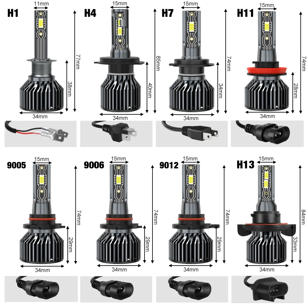 XSTORM faro de coche H1 H4 H7 LED H8 H11 9005 HB3 9006 HB4 9012 Hir2 9008 H13 bombilla Led Canbus Kit de automóvil H7 Turbo lámpara antiniebla