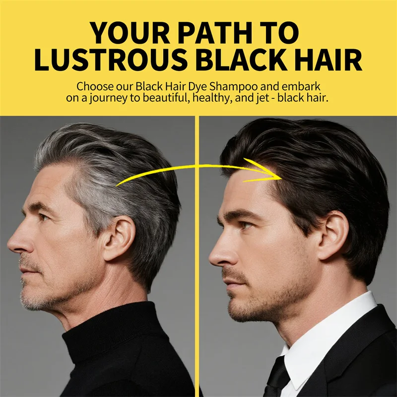 Tinte de cabello saludable a base de hierbas 3 en 1, champú para tinte de cabello negro de 500ml para hombres y mujeres, champú de Color instantáneo de plantas, tinte para el cabello negro de jengibre