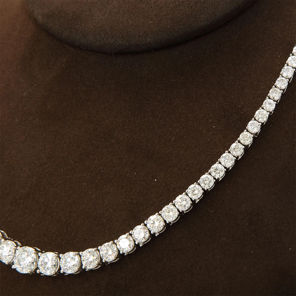 Collar de tenis de diamantes de moissanita con certificado, collar de Riviera de diamantes degradados de tamaño de 3-5mm, gargantilla de plata S925 para mujer