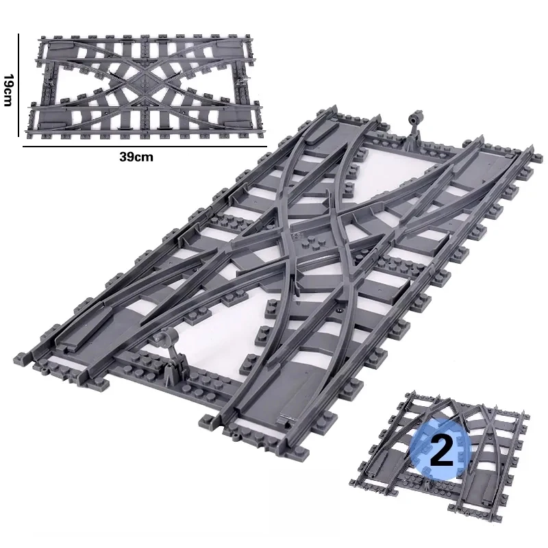 Trenos urbanos, puntos izquierdo y derecho, interruptor Flexible, vías de cruce ferroviaria, rieles, bifurcados, rectos, curvos, bloques de construcción, juguete