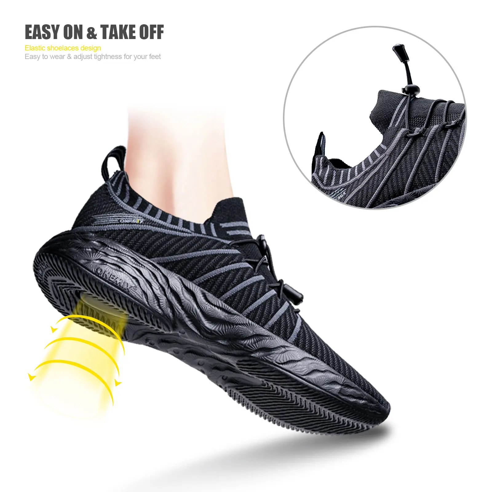 ONEMIX 2026, Nuevas Zapatillas Deportivas Negras para Hombre, Impermeables, Transpirables, para Entrenamiento, Antideslizantes, para Senderismo y Deportes al Aire Libre