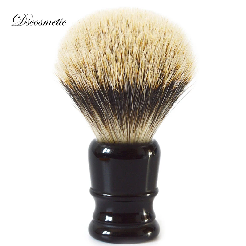 DSCOSMETIC Brocha de Afeitar para Hombre con 2 Bandas, Pelo Natural y Mango de Resina Negra