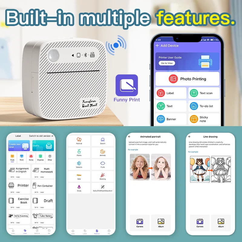 DOLEWA B3 Mini impresoras portátiles inalámbricas Bluetooth fabricante de pegatinas sin tinta impresora etiqueta precio máquina para oficina escuela cocina