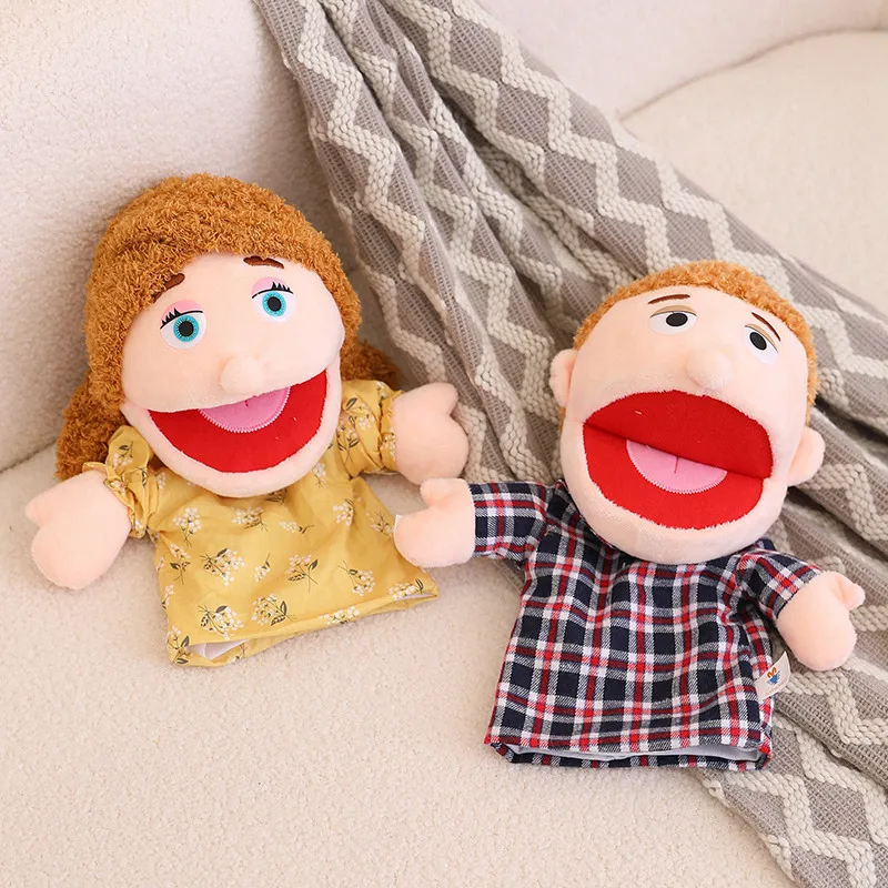 Marioneta de dedo y mano de felpa para niños de 28-33cm, actividad Popular, juego de rol para niño y niña, accesorios para cuentos para dormir, juguetes de juego de rol familiares, muñeca