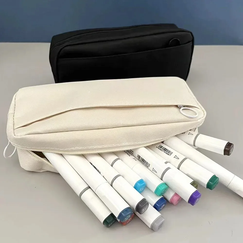 Estuche para lápices de doble capa, estuche para lápices Oxford de gran capacidad con cremallera, bolsa organizadora de papelería para escuela y oficina, regreso a la escuela