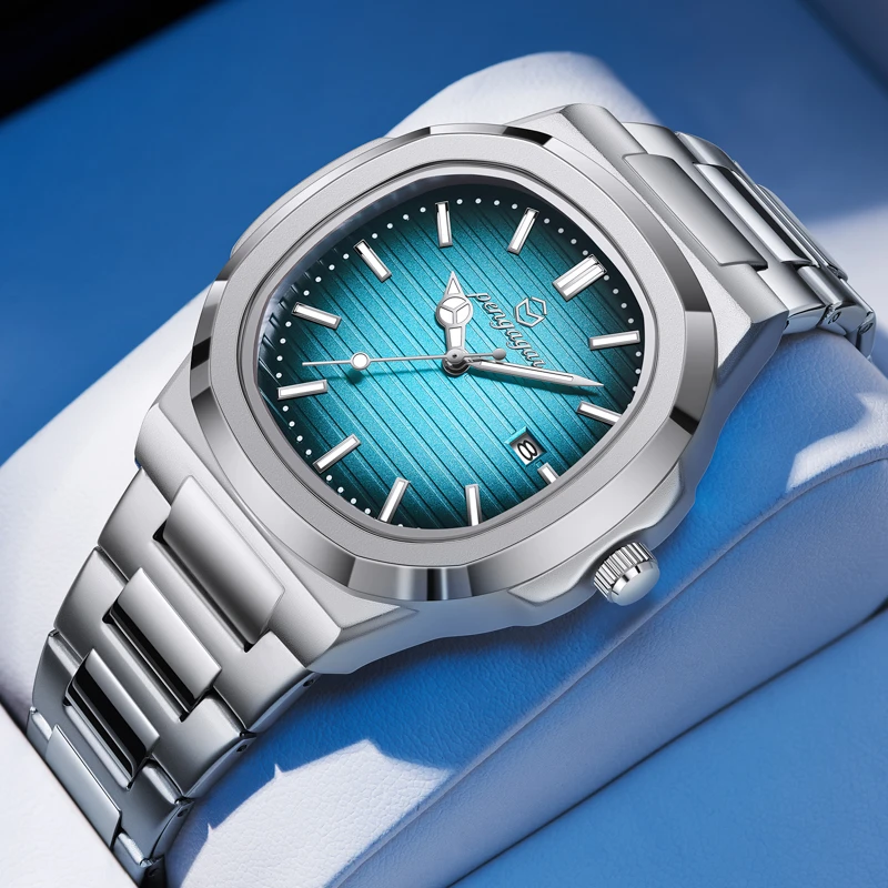 Reloj de Hombre Militar de Lujo 2026, Cuadrado, Resistente al Agua, Luminoso, con Fecha y Día de la Semana, de Acero Inoxidable, de Cuarzo, con Caja
