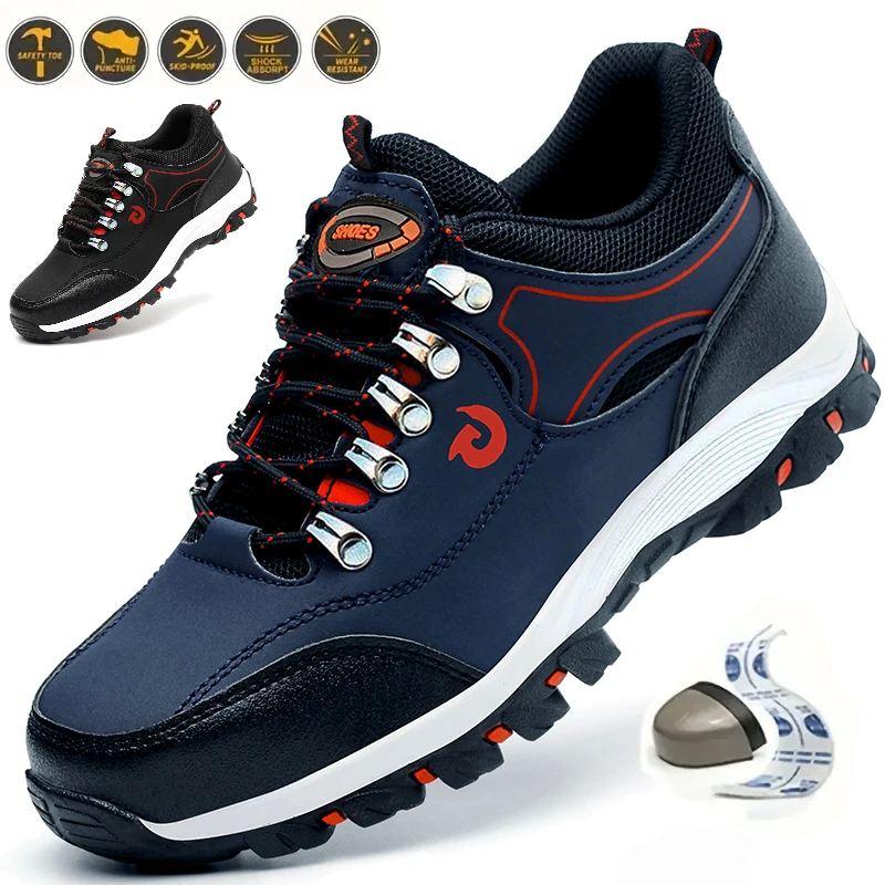 Zapatos de Seguridad con Punta de Acero para Hombre, Botas de Minería, Botas de Seguridad para Trabajo de Construcción, Anti-Aplastamiento, Anti-Pinchazos, Zapatos de Trabajo para Hombre