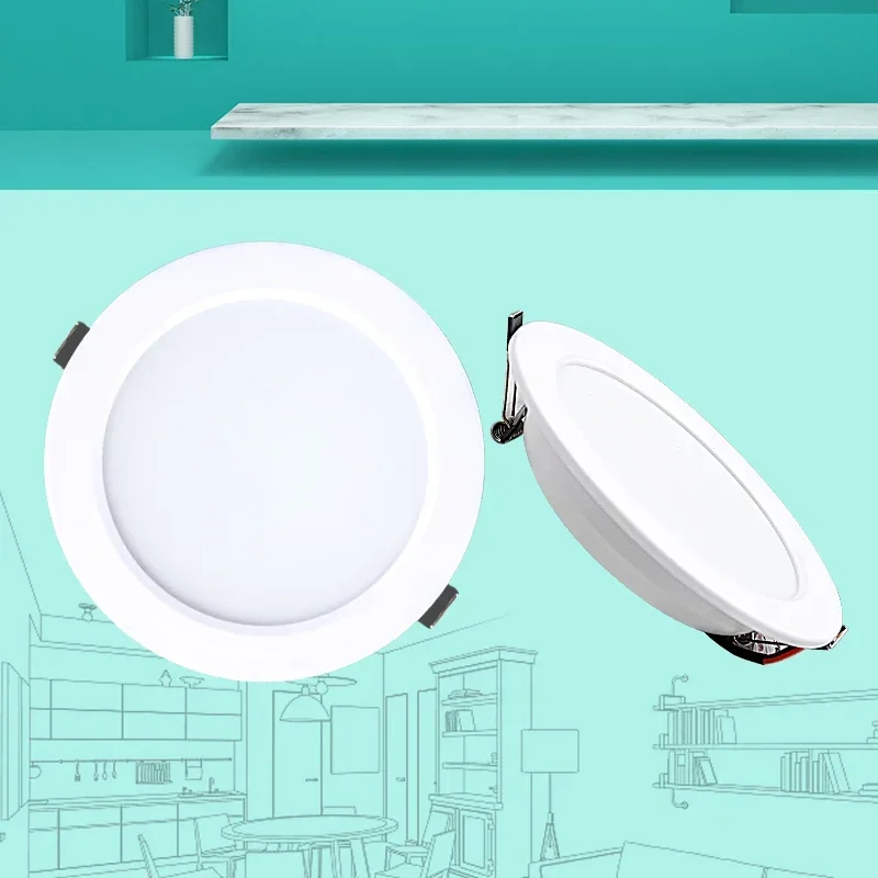 Lote de 10 Focos LED Empotrables, Cuerpo Blanco, 5W 9W 12W 15W 18W, Luz de Techo LED Redonda, DC 12V 24V AC 110V 220V, Iluminación LED Interior para Dormitorio