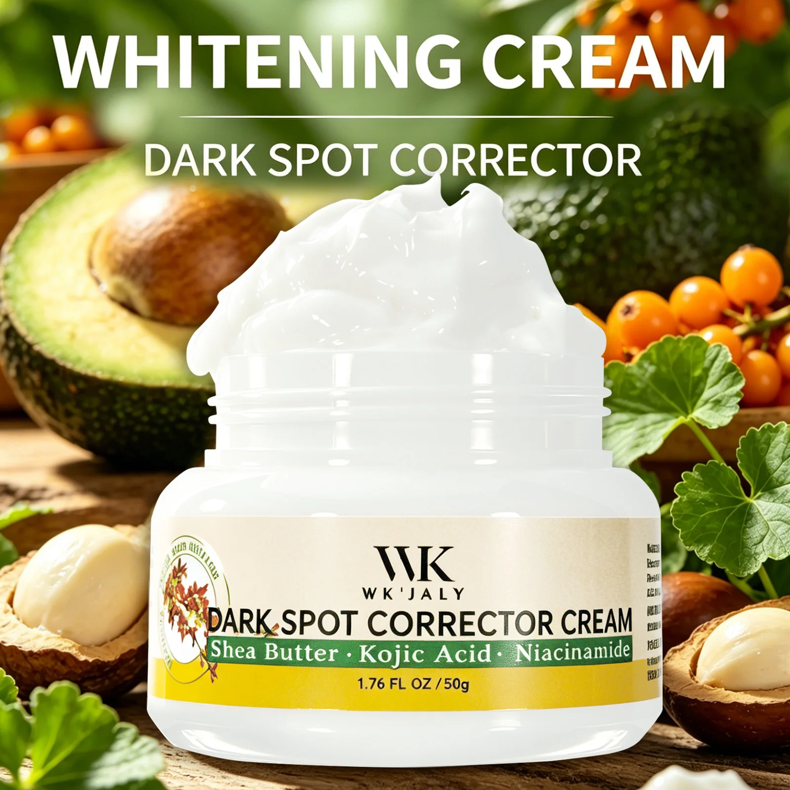 Crema Correctora de Manchas Oscuras WK JALY, Blanqueadora de Piel, Elimina Manchas Oscuras, Melanina, Pecas, Con Niacinamida, Para Todo Tipo de Piel