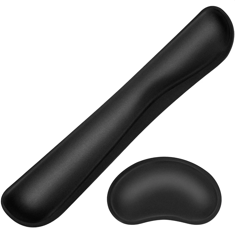 Alfombrilla de ratón con reposamuñecas para teclado, juego de alfombrillas de teclado de espuma viscoelástica con soporte para muñeca, alfombrilla de ratón ergonómica para juegos de oficina, PC y portátil