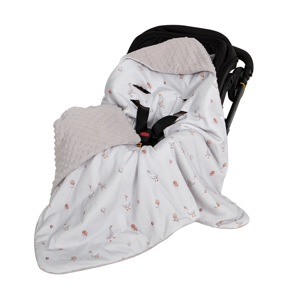 Manta para asiento de coche para bebés con capucha a prueba de viento, 90x90Cm, doble cara, usable en otoño e invierno, cálida para niños y niñas, manta para bebé