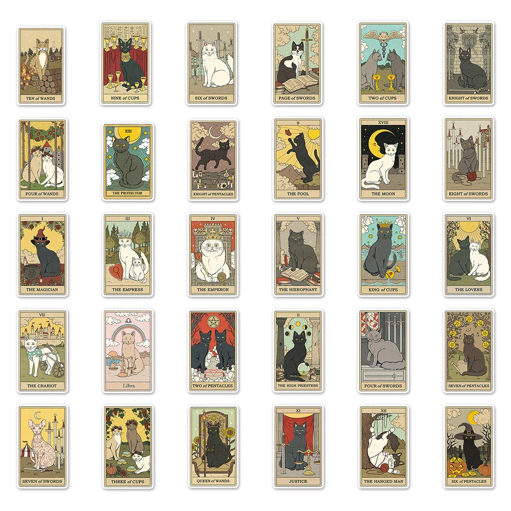 10/30/78 Uds. Pegatinas de Tarot estilo gato clásico Vintage calcomanías de decoración divertidas juguete para regalo PVC DIY maleta para portátil guitarra monopatín