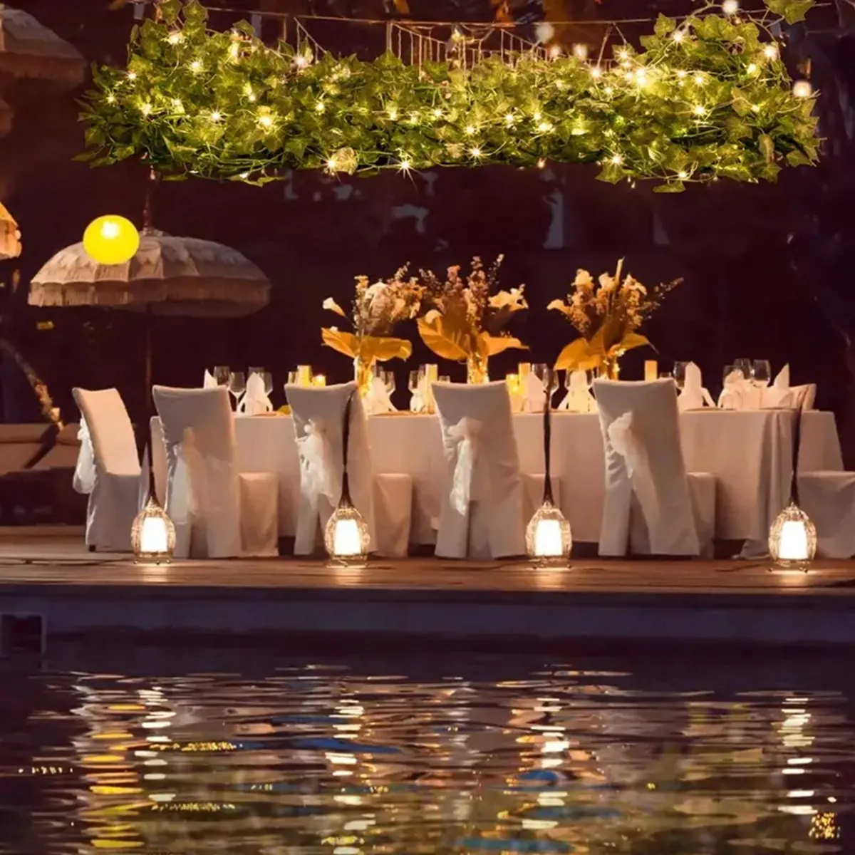 Guirnalda de luces LED solares de hiedra Artificial, 12M, 100 LED, guirnalda de calle para jardín, luces de hadas impermeables para exteriores, decoración para fiesta y boda, 1 ud.