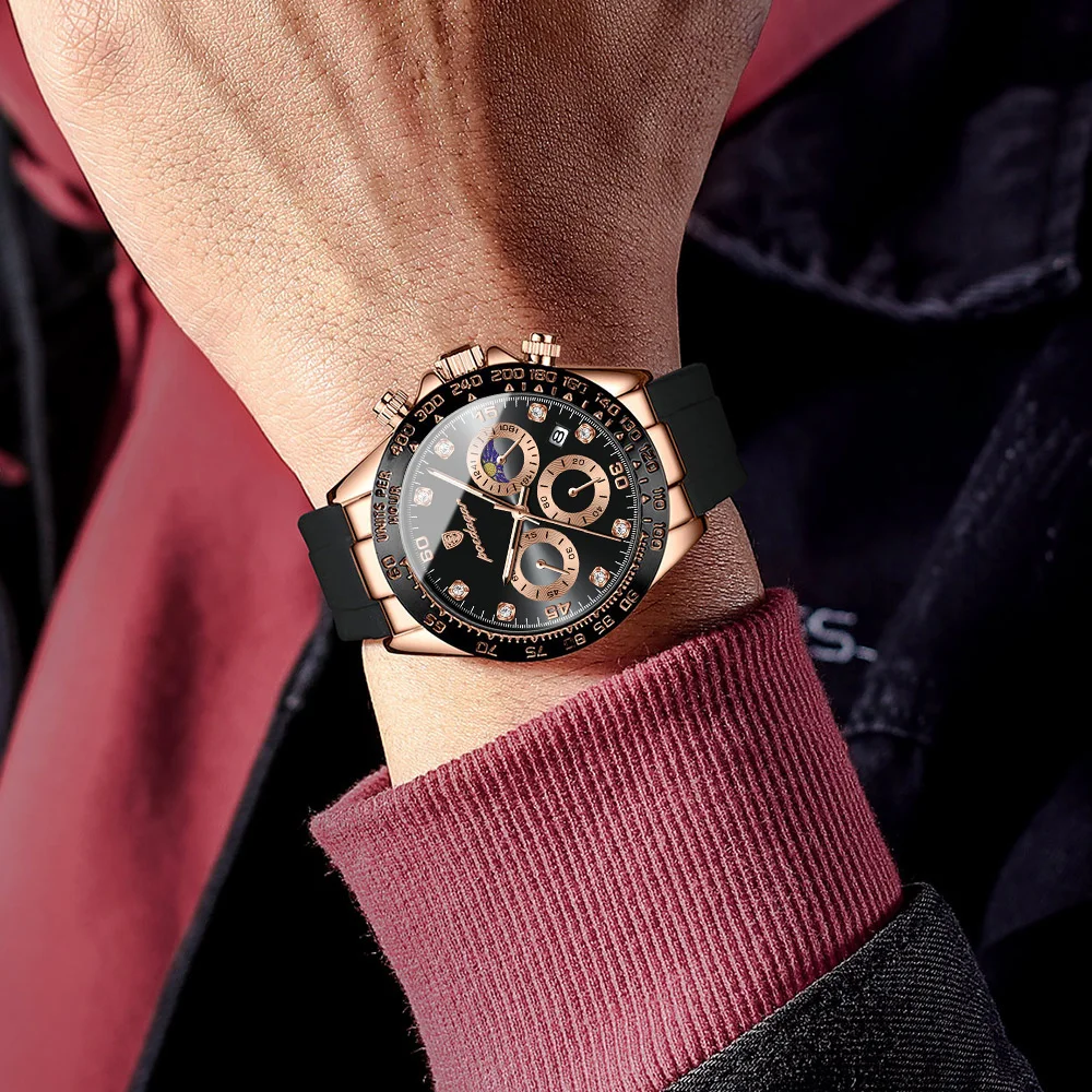 POEDAGAR, reloj de pulsera de lujo a la moda para hombre, cronógrafo con fecha, reloj de cuarzo de alta calidad para hombre, relojes militares luminosos impermeables para hombre