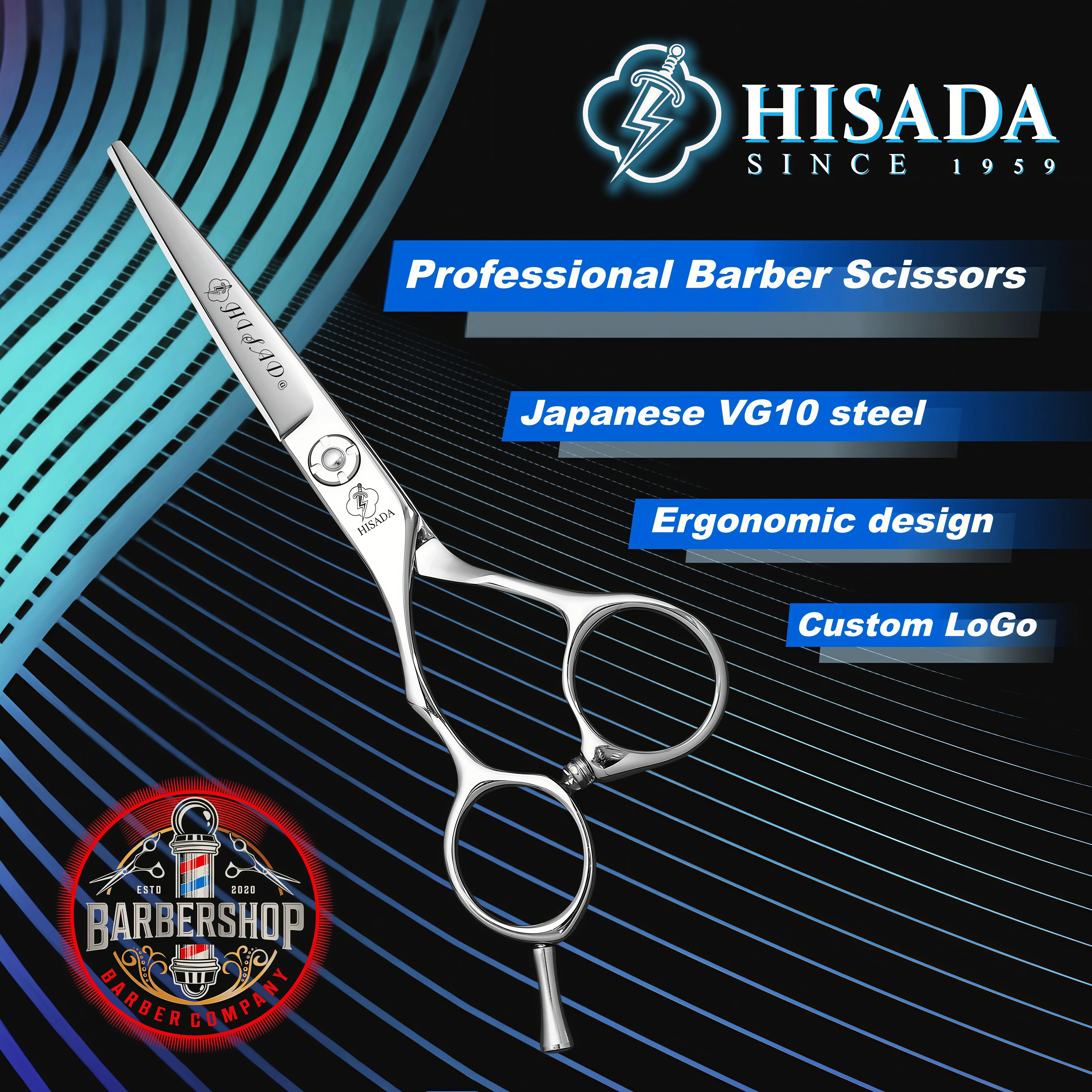 Tijeras de peluquería HISADA para zurdos de 5.5 pulgadas, exclusivas para estilistas, material VG10, herramientas de peluquería.