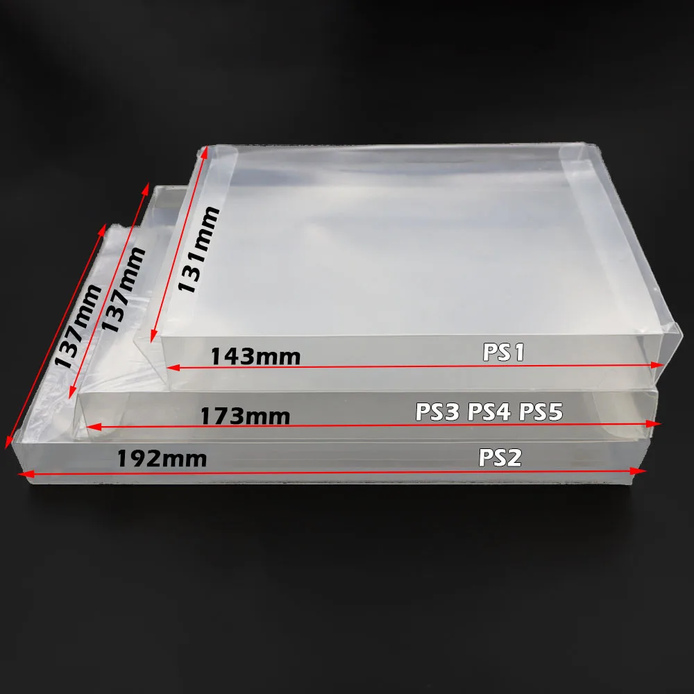 1-10 unidades de cajas protectoras transparentes de PET para juegos de PS1, PS2, PS3, PS4, PS5, estuche de almacenamiento y exhibición para cartuchos de juegos de PS1 (versión US, JP, EU), transparente.