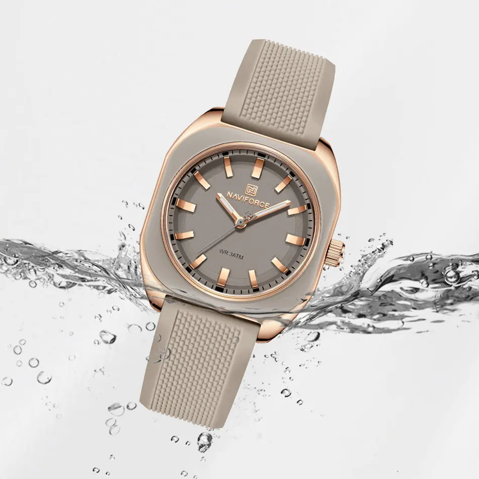 NAVIFORCE moda mujer Casual elegante Simple polígono cuarzo reloj de silicona regalo para mujer reloj de pulsera Casual reloj femenino