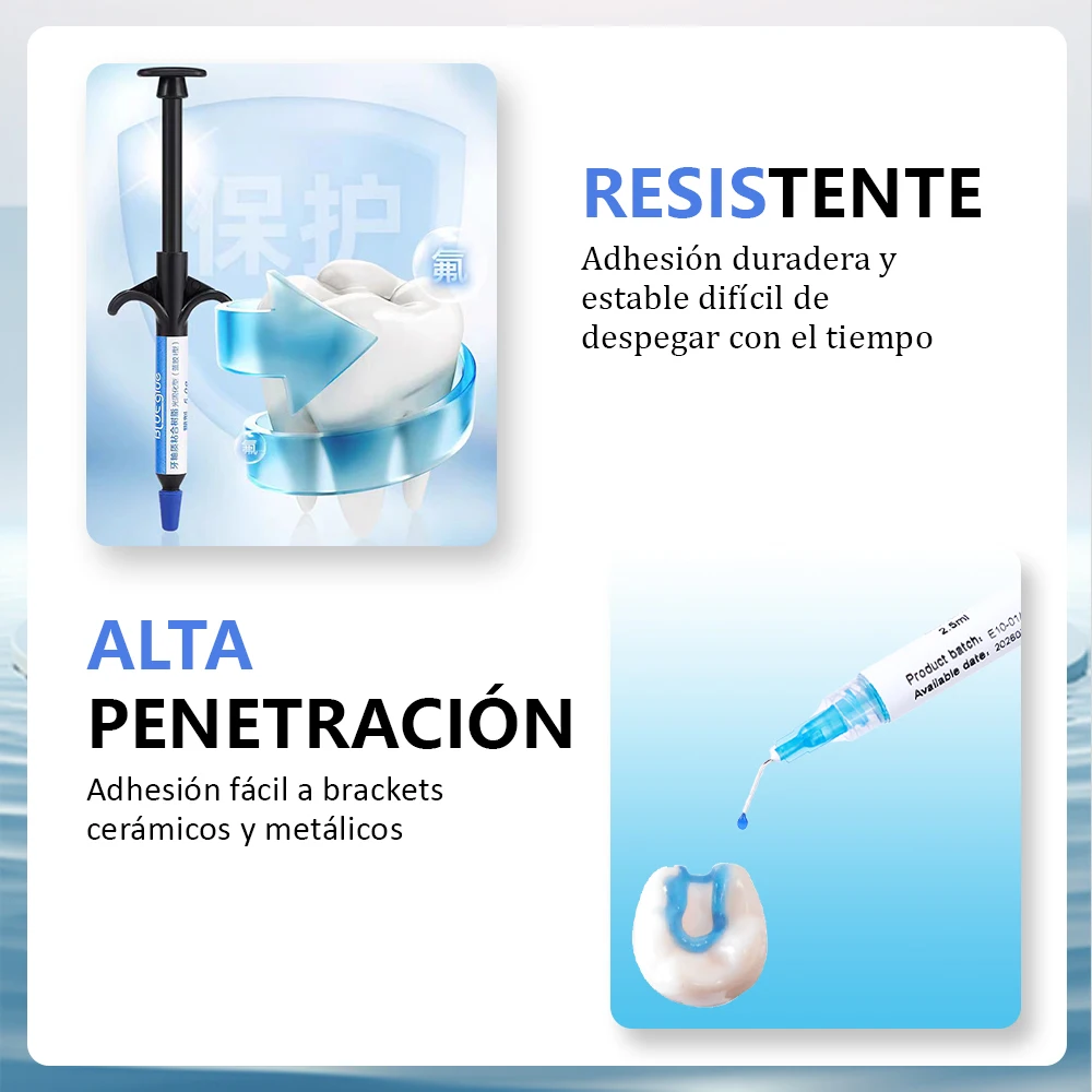 Adhesivos de pegamento para aparatos ortopédicos, pegamento de curado autoligado Universal para soportes dentales, Kit con pegamento, pegamento para soporte de ortodoncia