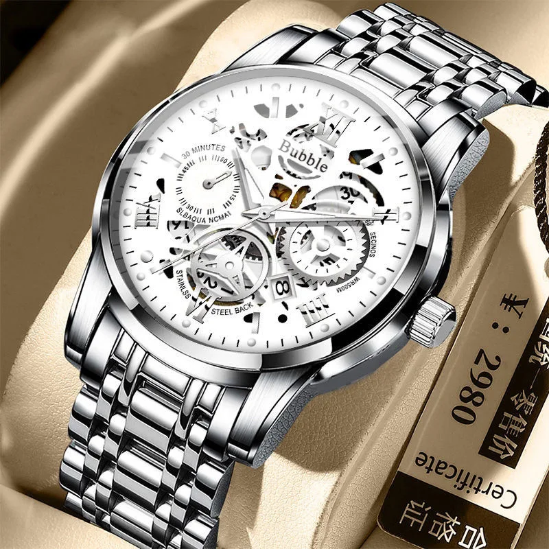 Reloj UTHAI para hombre, relojes de pulsera de cuarzo versátiles de alta gama, ligeros y de lujo, reloj romano hueco resistente al agua para hombre