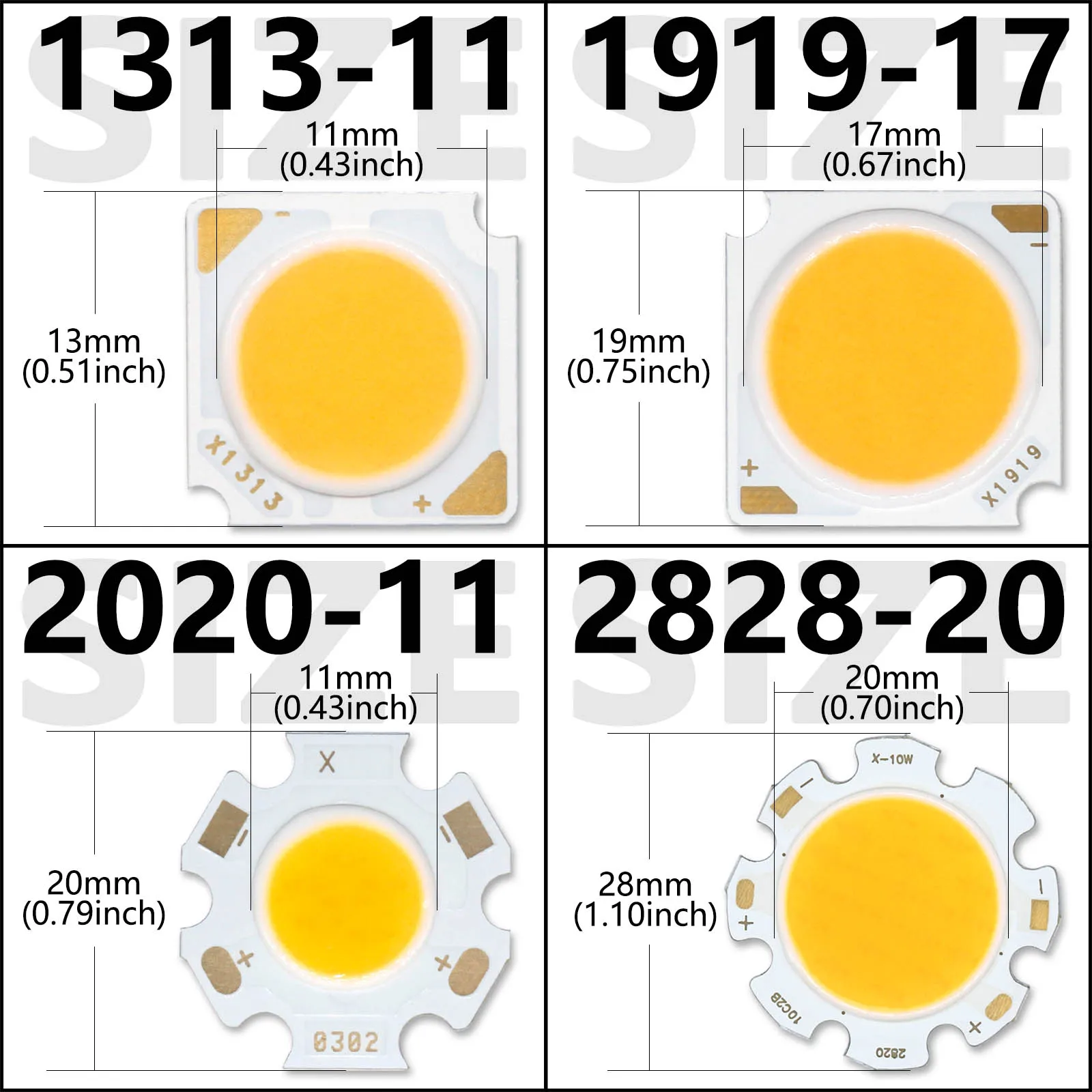 3W 5W 7W 10W 20W 30W 40W LED COB fuente Bridgelux Chip 13mm 19mm 20mm 28mm DIY para bombilla LED Chip foco Downlight lámparas de diodo