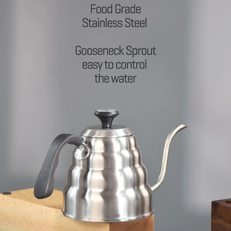 Tetera de café de acero inoxidable de 1L/1,2 L, tetera de goteo con termómetro para cafetería de oficina en casa