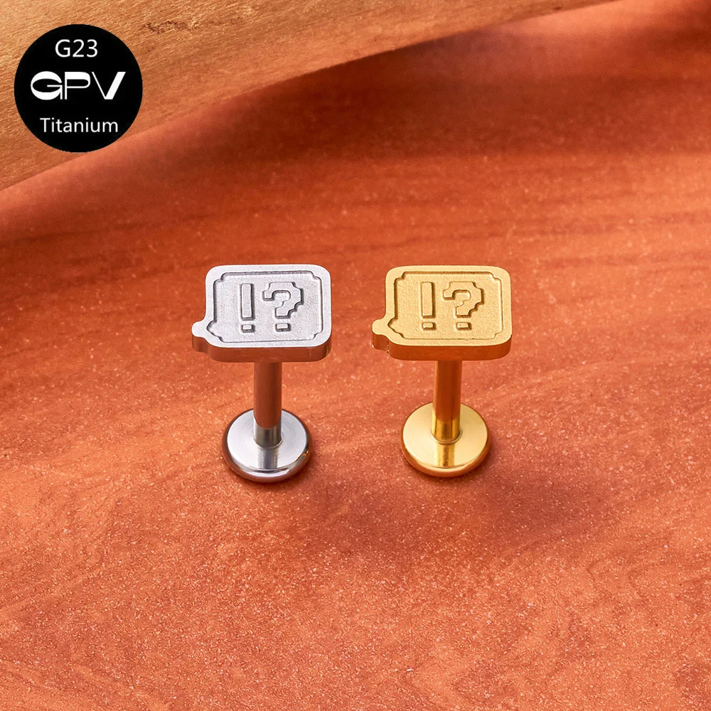 Pendientes de titanio ASTM G23 para cartílago de la oreja, con un adorable diseño de animales estilo pixelado, joyería de mosaico para hombres y mujeres.