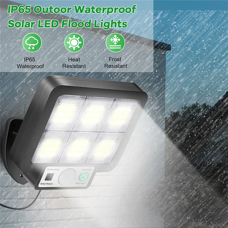 Lámpara LED Solar de pared dividida, Sensor de movimiento, luz Solar, 3 modos, impermeable, para exteriores, emergencia, calle, jardín, decoración de seguridad