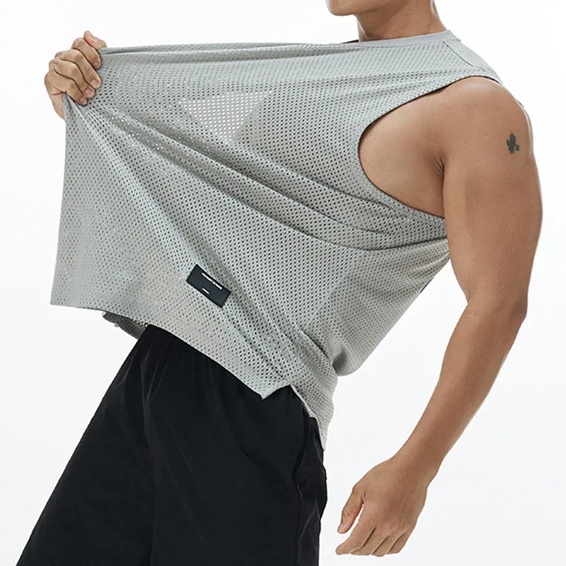 Chaleco deportivo informal suelto para hombre, camiseta sin mangas transpirable de malla para baloncesto y Fitness, camiseta inferior para correr, camiseta sin mangas para maratón