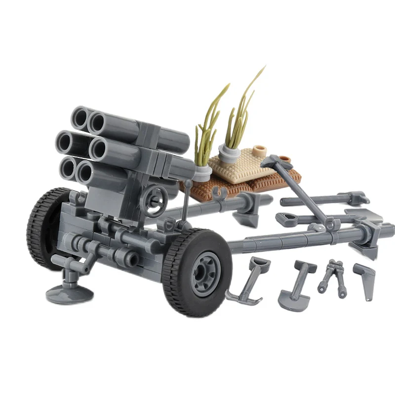 Bloques de construcción de armas militares de la Segunda Guerra Mundial, figura de soldado del ejército, piezas de cañón de pistola antitanque, bloques de modelismo MOC, juguetes para niños ﻿