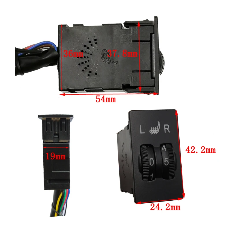 Kit de calentador de asiento de coche compatible con 2 asientos, almohadillas calefactoras universales de fibra de carbono de 12V, sistema de interruptor de Control Dual de 5 niveles, calentador de invierno