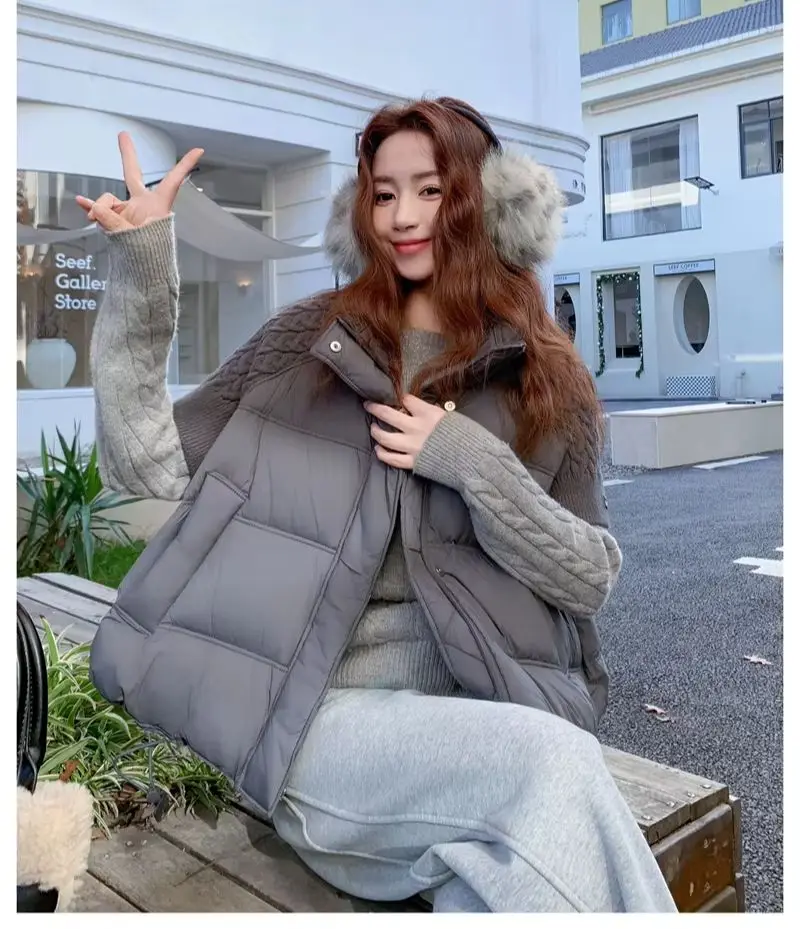 Chaleco de algodón para mujer ZAROY, chaqueta informal holgada de otoño e invierno con cuello alto y bolsillos, abrigo acolchado, ropa exterior de moda