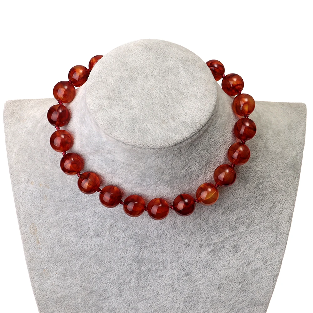 Gargantilla de cuentas redondas grandes Multicolor a la moda para mujer, collares de nudo hechos a mano con cuentas geométricas acrílicas, regalos de joyería