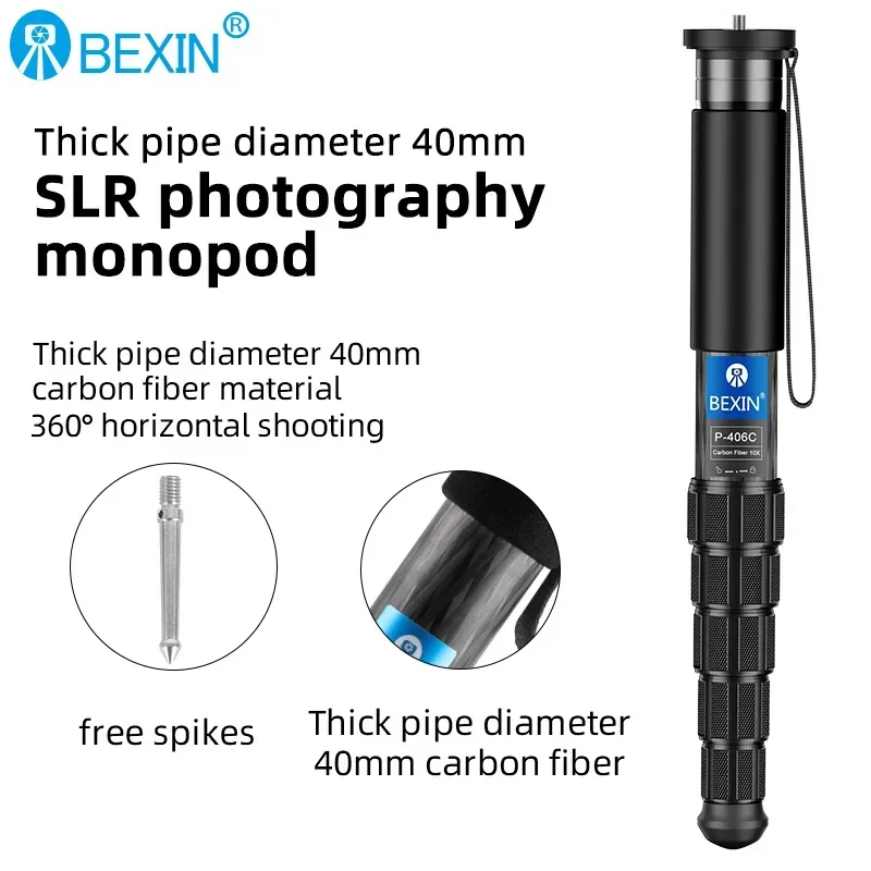 BEXIN nuevo monopié de fibra de carbono para viajes, teléfono móvil, soporte para Selfie en vivo, monopié portátil retráctil para cámara iphone