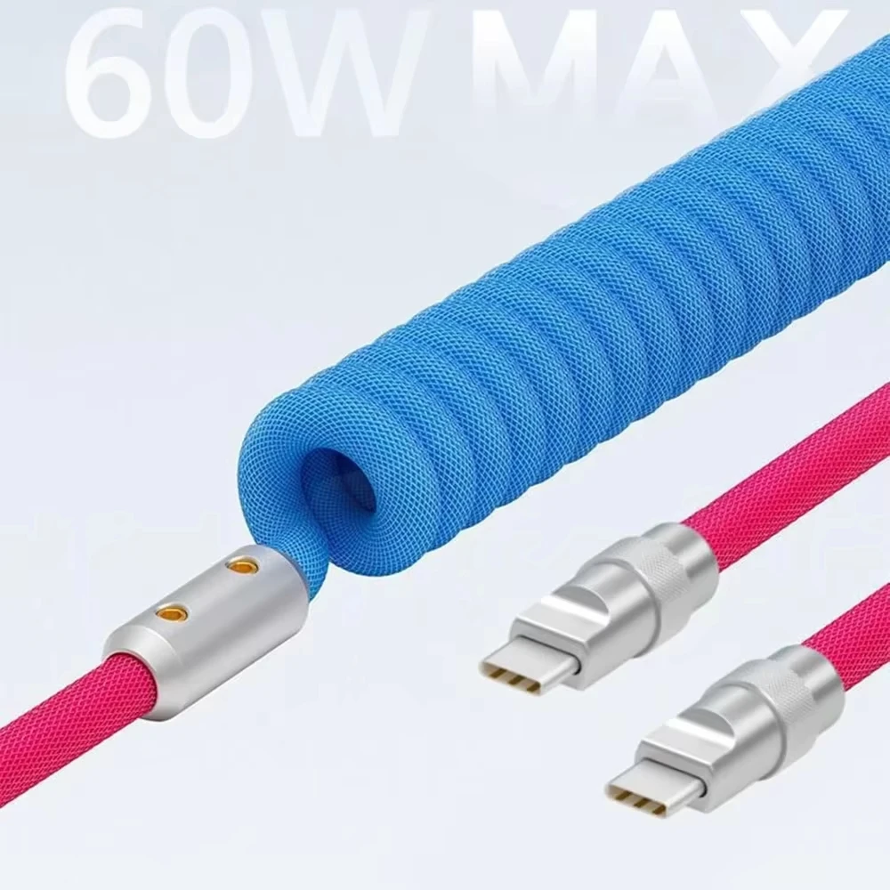 1,8 M PD 60W resorte de carga rápida USB C a Cable tipo C para 15 Pro Max Samsung Xiaomi Huawei cargador de teléfono Cables tipo C