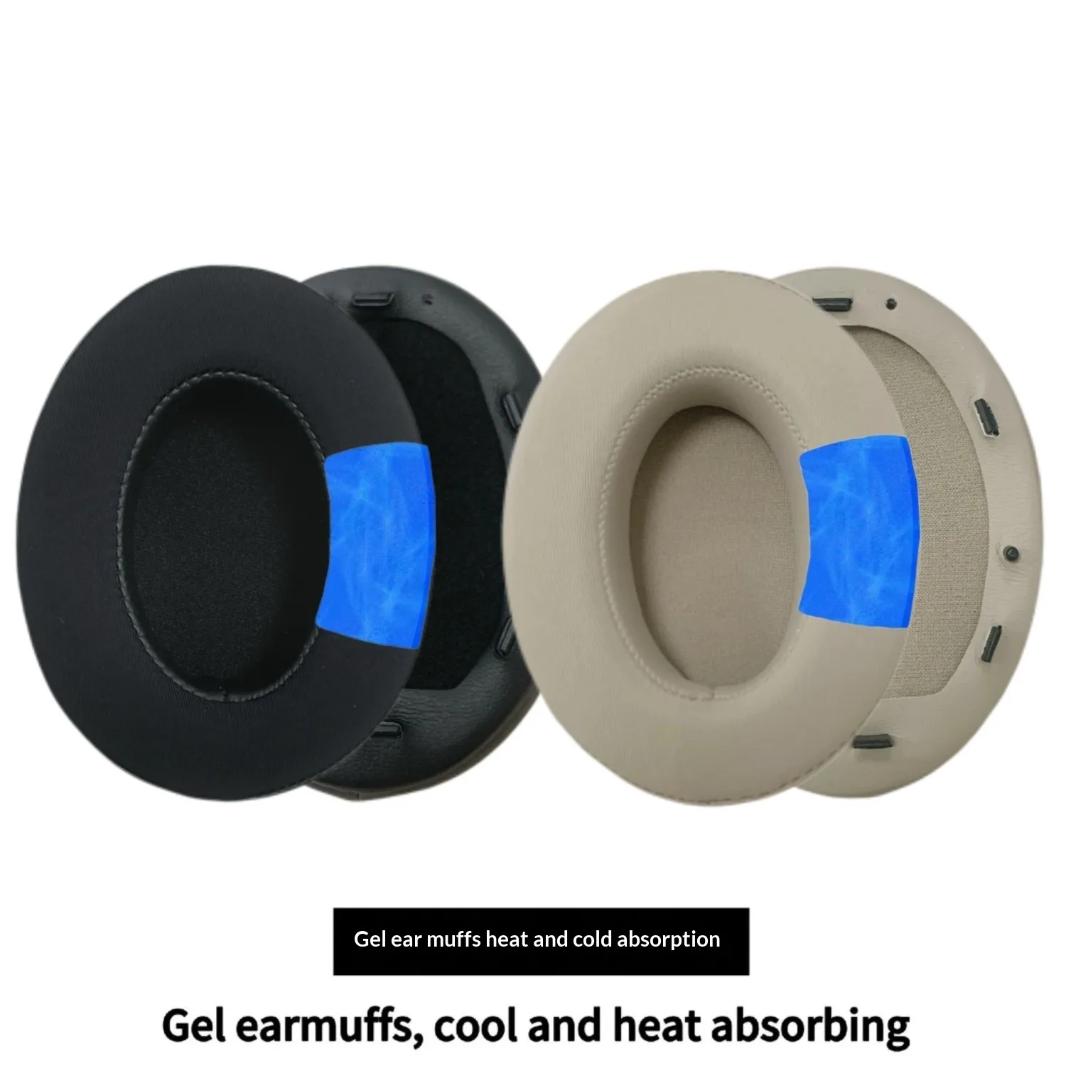 Almohadillas de gel refrescante para auriculares Sony WH-1000XM3, almohadillas de malla transpirable, cojines de cuero de oveja y cuero proteico, diadema con clip.