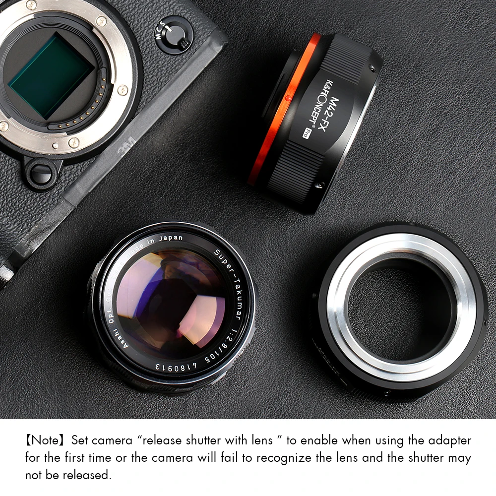 Adaptador de Montura de Lente K&F CONCEPT M42-Fuji X PRO para Lentes M42 con Rosca para Cámaras sin Espejo con Montura FX con Diseño de Barniz Mate