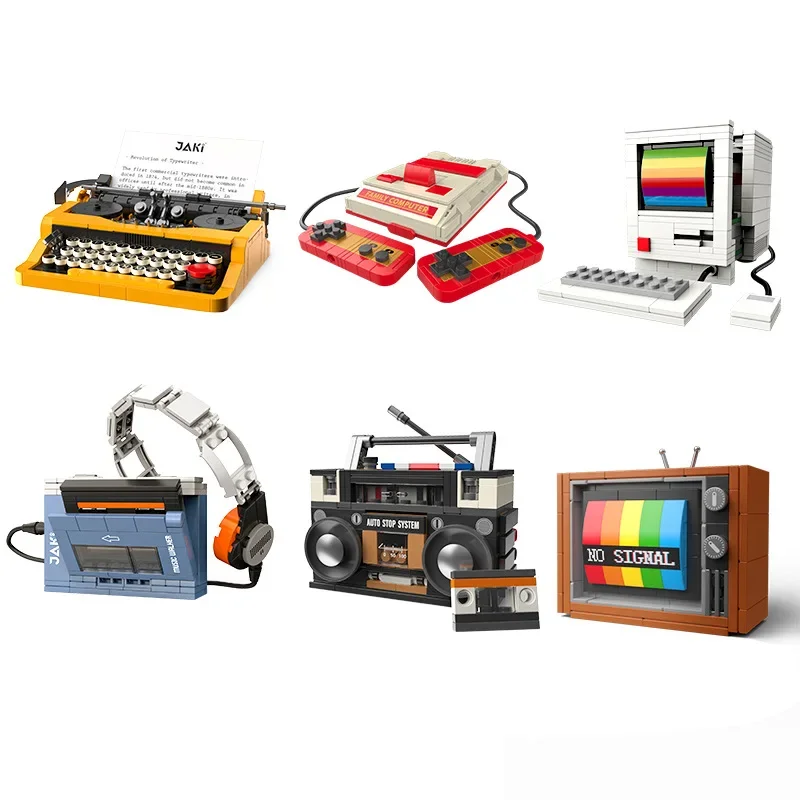DIY Retro electrodomésticos muebles TV ordenador cinta Walkman consolas de juegos Radio bloques de construcción modelo ladrillo juego Juguetes