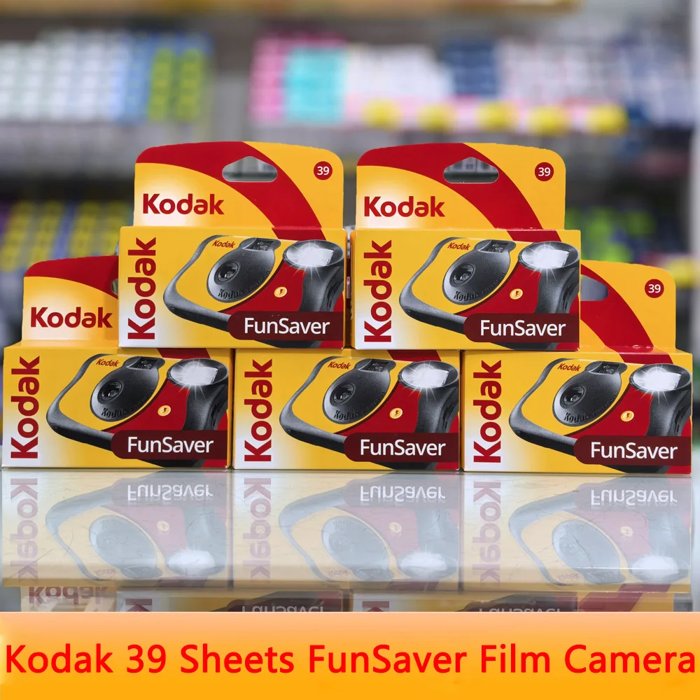 Cámara Desechable Clásica Original Kodak FunSaver/Daylight de un Solo Uso con Flash, Cámaras de Película Desechables de Apuntar y Disparar, 27 Hojas, 39 Hojas