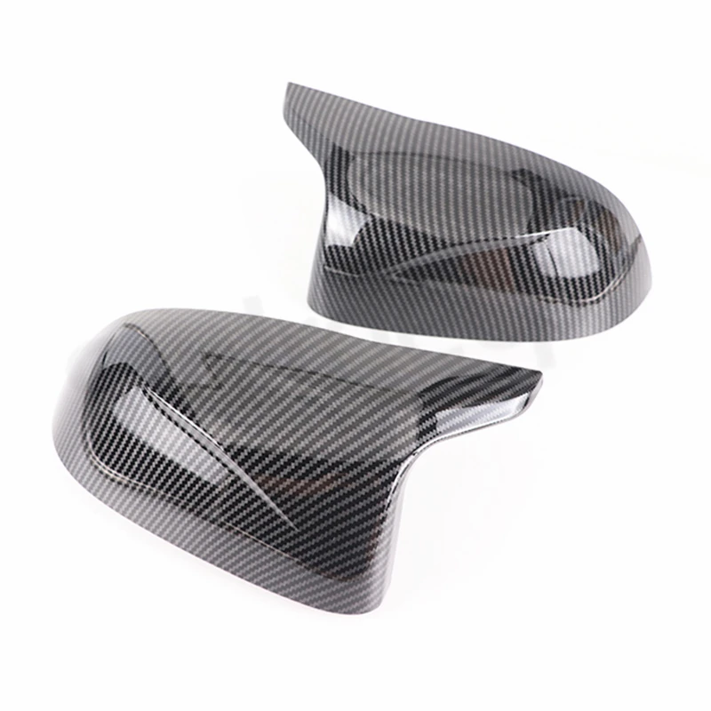 Cubierta de espejo retrovisor lateral para coche, embellecedor para BMW F25 X3 F26 X4 F15 X5 F16 X6 2014 2015-2018, estilo de fibra de carbono negro brillante