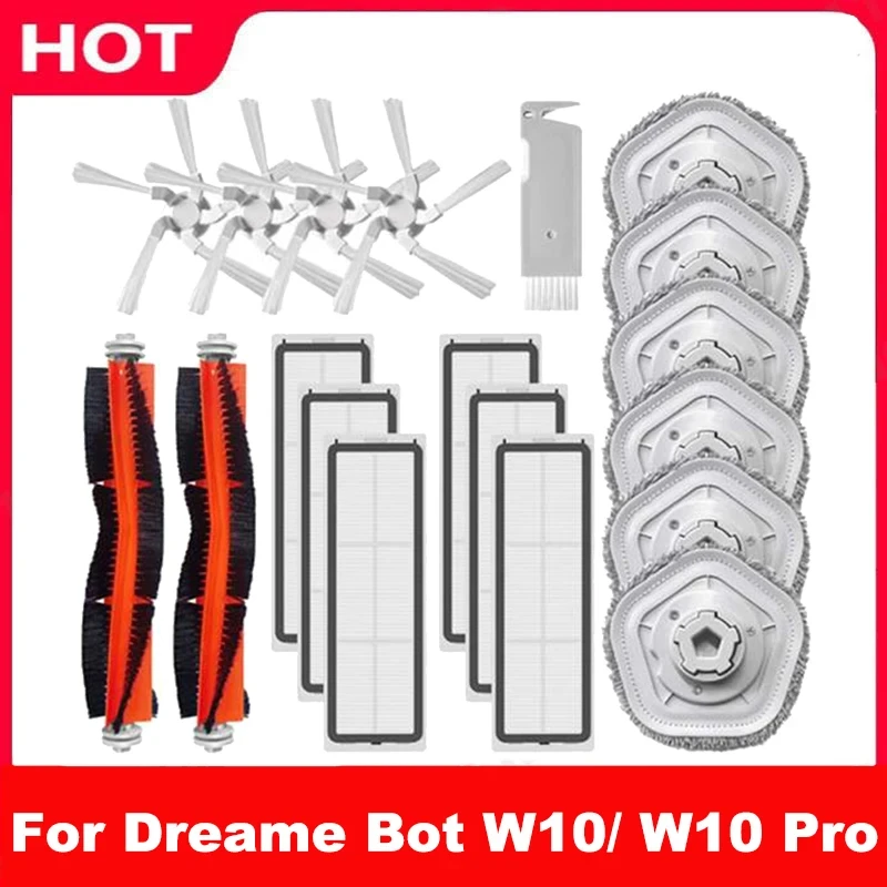Accesorios para Dreame Bot W10 / W10 PRO, Robot Aspirador, Filtro HEPA, Cepillo Principal, Cepillo Lateral, Paño de Limpieza, Repuestos