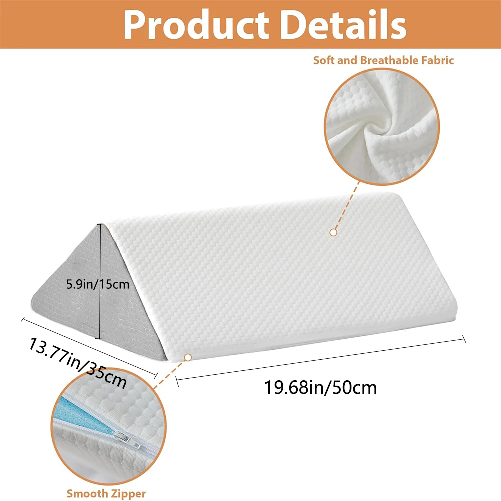 1 pieza de almohada de cuña para posicionadores de cuerpo para dormir, dispositivo de giro, soporte de pierna y rodilla postrado en cama, almohada de respaldo de cuña de posicionamiento