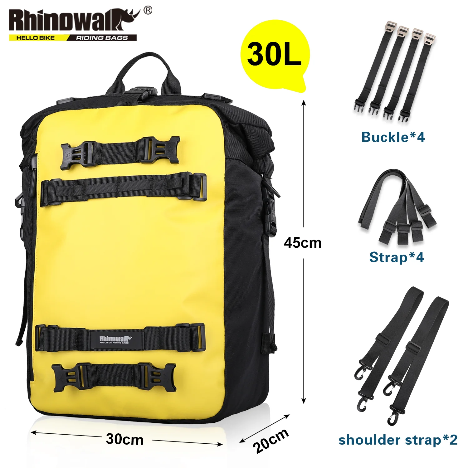 Rhinowalk bolsa impermeable para asiento trasero de motocicleta, mochila de equipaje con bolsa interior a prueba de lluvia, 10l, 20L, 30l